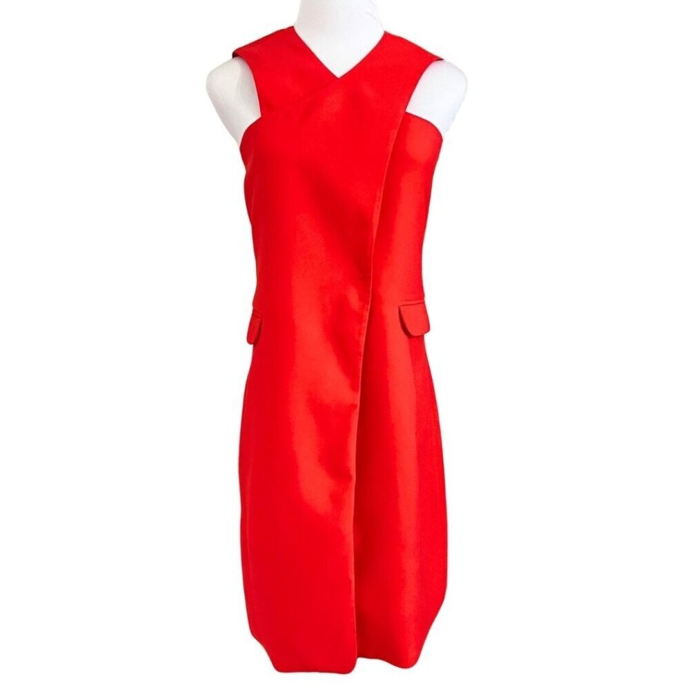 OPENING CEREMONY RED SLEEVELESS FAUX WRAP BLAZER DRESS - S - Picture 2 of 13